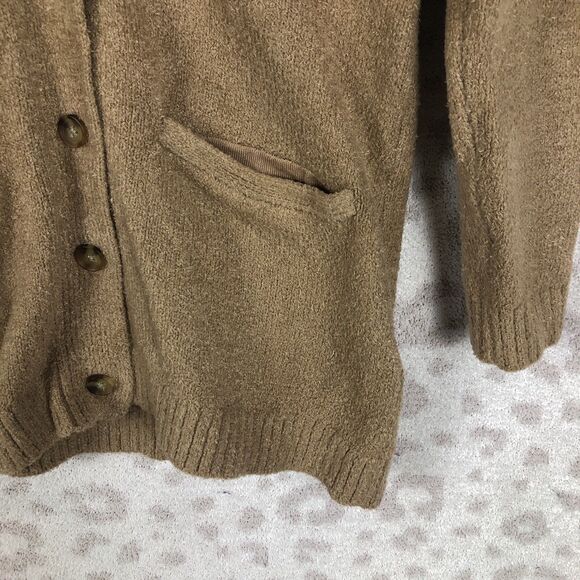 Lands end button cardigan womens sz XS Brown nylon acrylic super soft ribbed hem - Picture 4 of 9